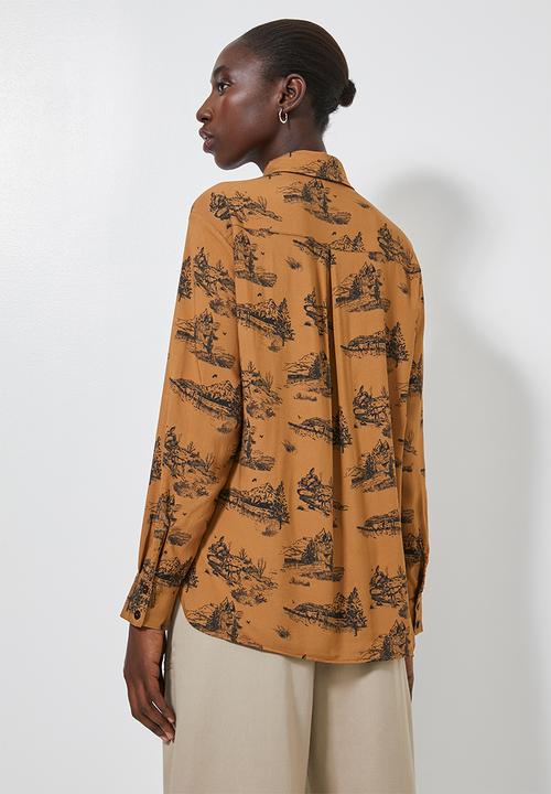 Superbalist - Split hem utility pocket shirt - brown & black