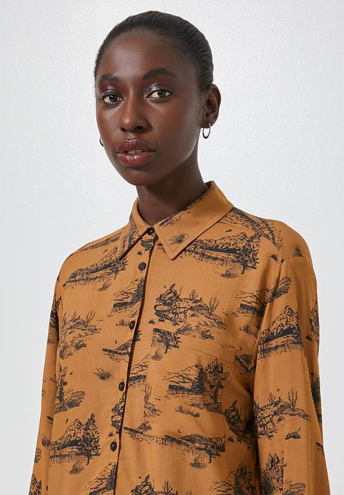 Superbalist - Split hem utility pocket shirt - brown & black