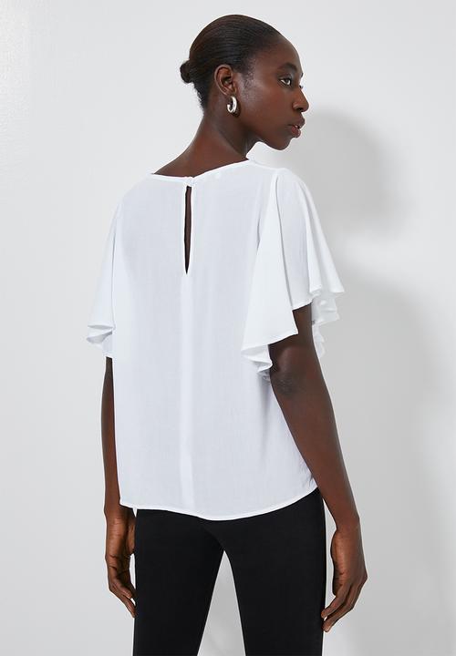 Superbalist - Flutter sleeve shell - white