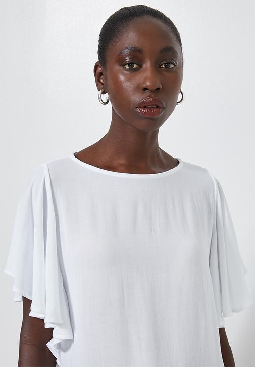 Superbalist - Flutter sleeve shell - white