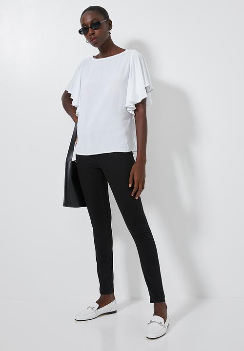 Superbalist - Flutter sleeve shell - white