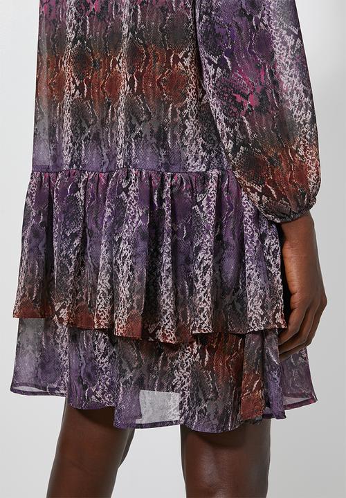 Superbalist - Dropped waist kitty bow dress - purple & brown