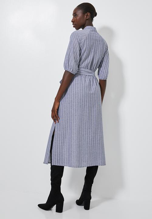 Superbalist - Blouson sleeve shirt dress - blue & white 