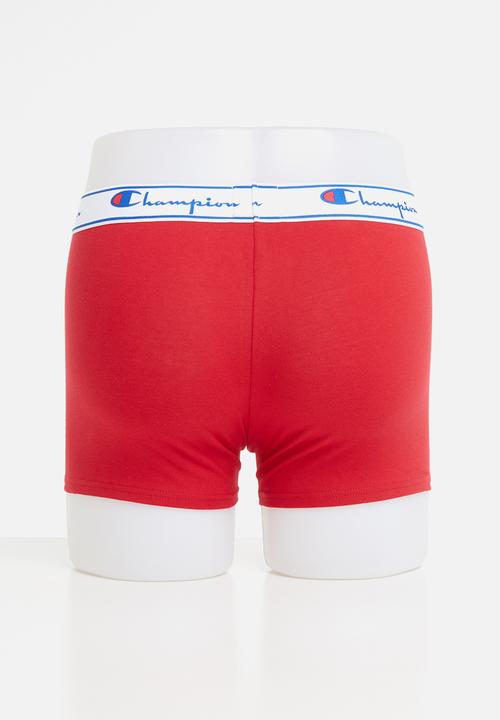 Champion - 2 pack  plain and side print bodyshorts - red & black