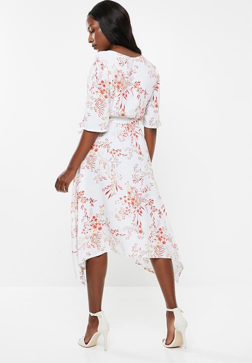 edit - Belted fit and flare dress - multi