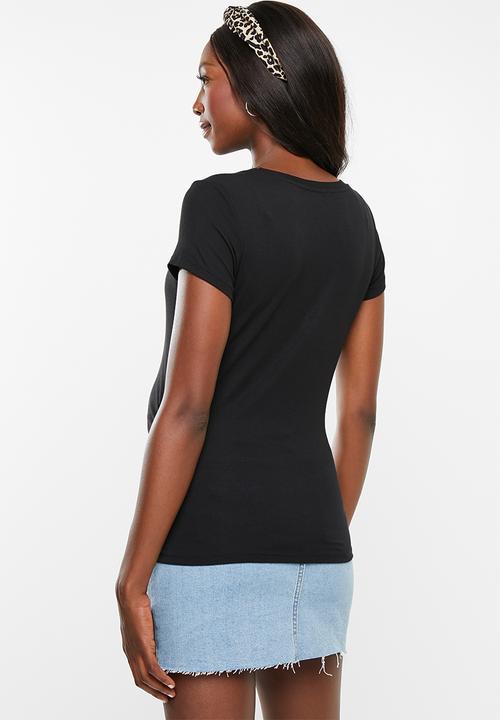 Cotton On - Maternity wrap front short sleeve top - black