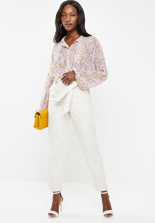 edit - Peasant blouse with neck tie - multi