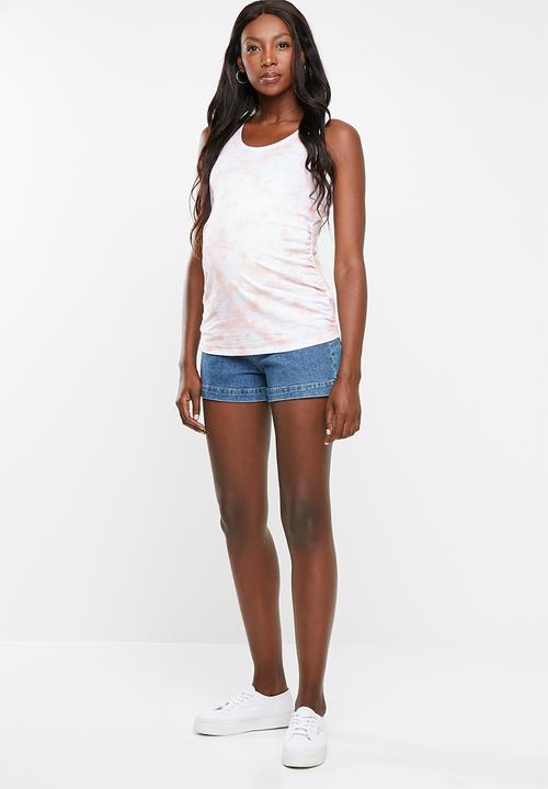 Cotton On - Maternity everyday gathered side tank top - white & pink