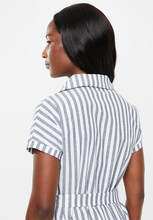 edit - Linen shirt dress - white & blue