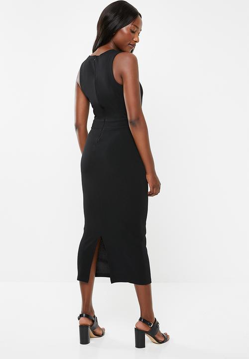 edit - Sleeveless dress with pleats - black