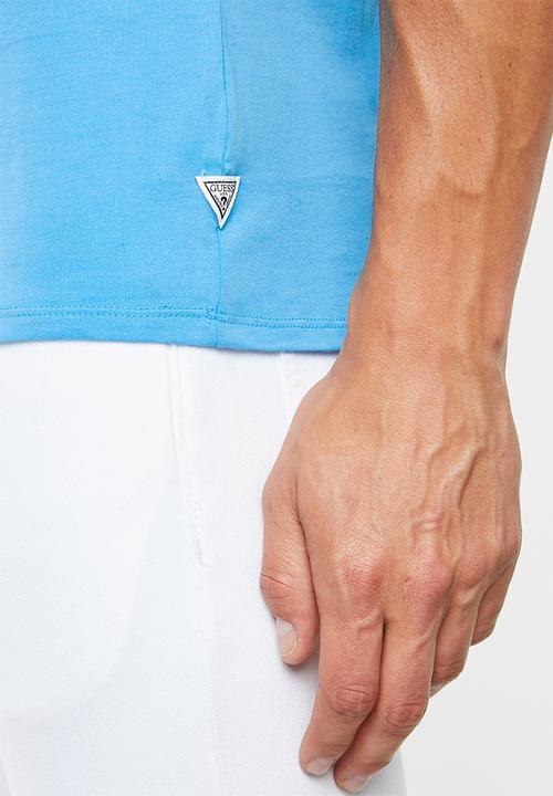 GUESS - Flock logo crew neck tee - blue