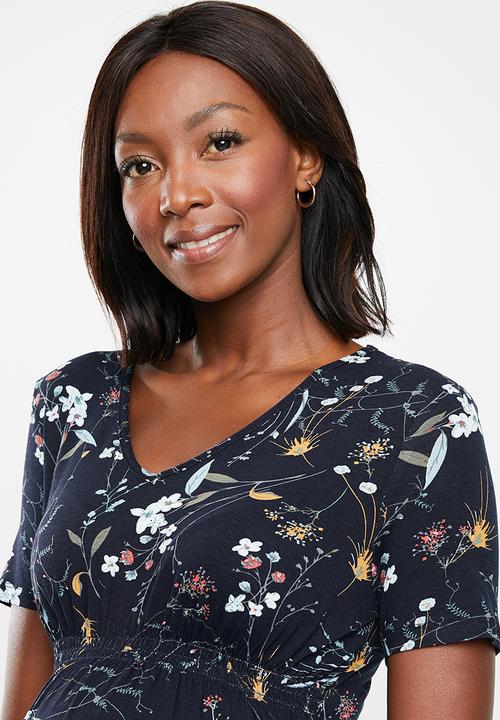Cherry Melon - Maternity Underbust smock detail top - multi