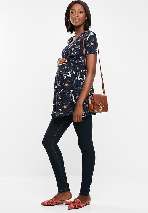 Cherry Melon - Maternity Underbust smock detail top - multi