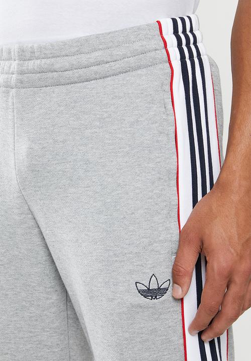 adidas Originals - 3 stripe panel track pants - medium grey heather & white