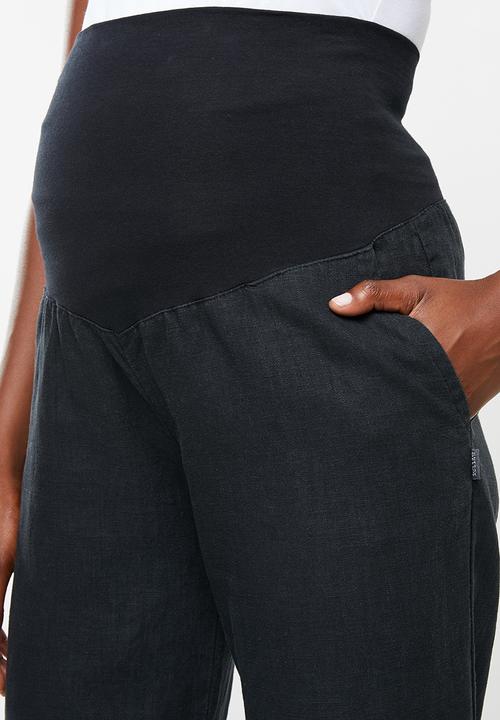 Cherry Melon - Maternity Linen pants - black