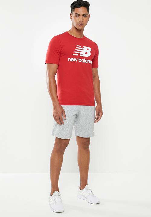 New Balance  - Essentials stacked logo tee - red