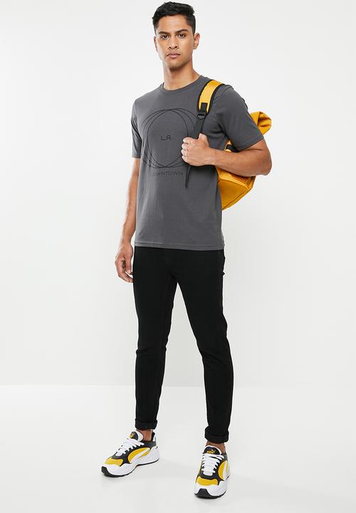 Cotton On - La circles Tbar text T-shirt - grey