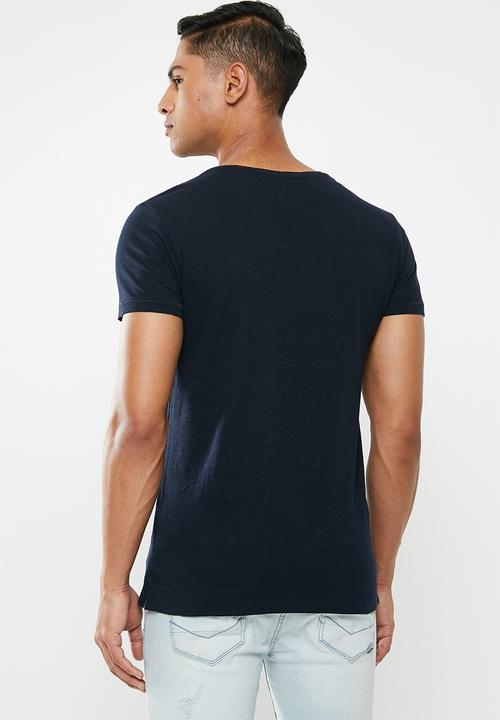 S.P.C.C - Side slit short sleeve logo tee - navy