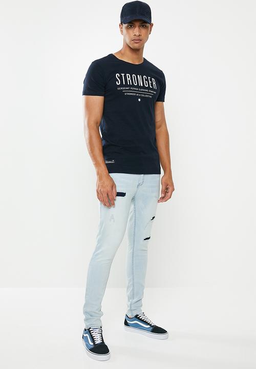 S.P.C.C - Side slit short sleeve logo tee - navy