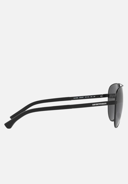 Emporio Armani - Grey lense with matte black avaitor sunglasses 61mm - black