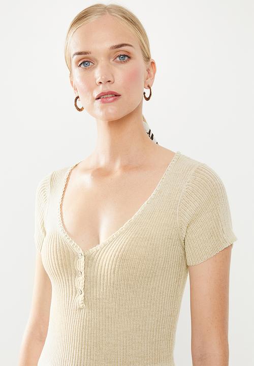 STYLE REPUBLIC - Cap sleeve rib pull over - beige