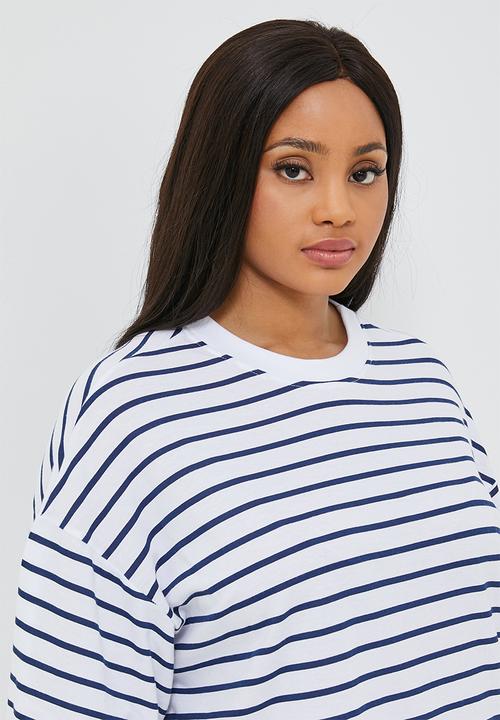 Superbalist - T-shirt dress (plus) - blue & white stripe
