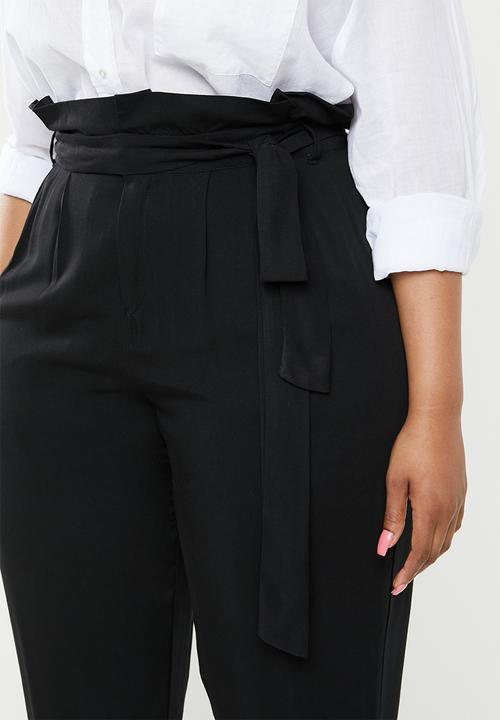 edit Plus - Belted paperbag pant - black1