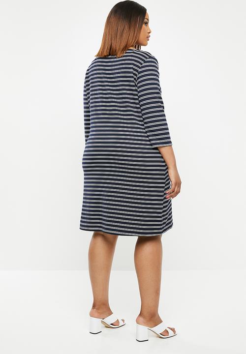 Carmakoma - Jennifer knee dress - navy & white 
