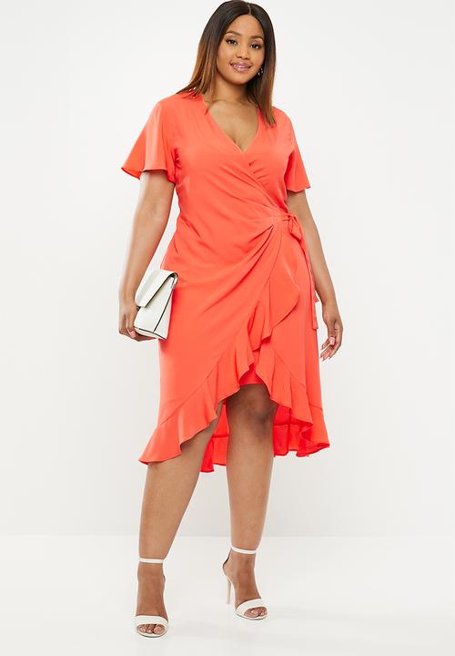 POLO - Plus size darci ruffle dress - orange