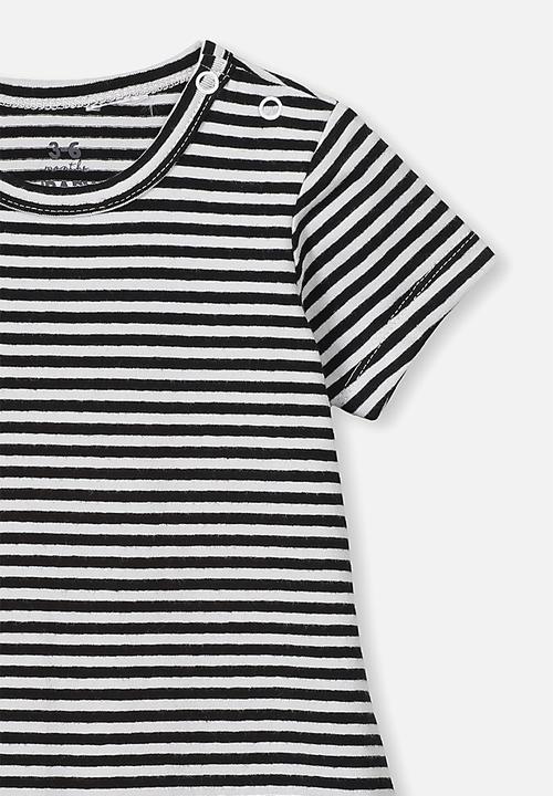 Cotton On - The short sleeve romper - black & white 