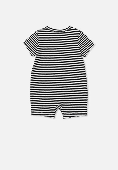 Cotton On - The short sleeve romper - black & white 