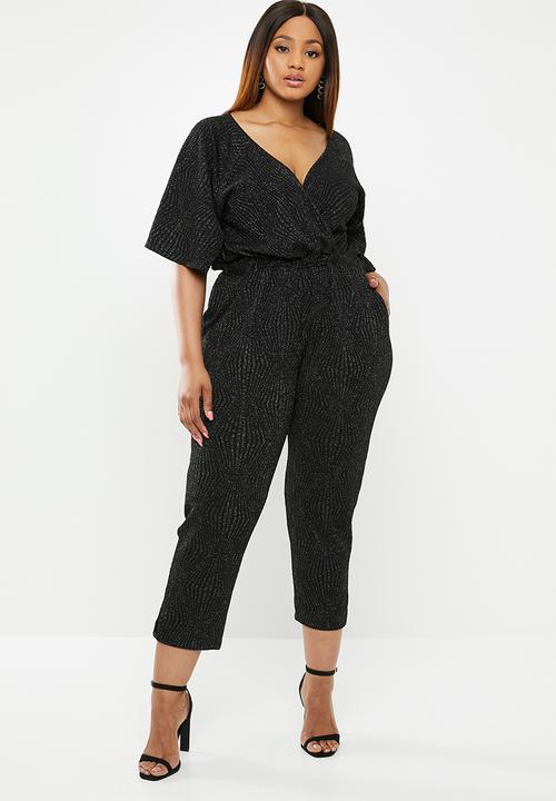 AMANDA LAIRD CHERRY - Crossover jumpsuit with flared sleeves - black