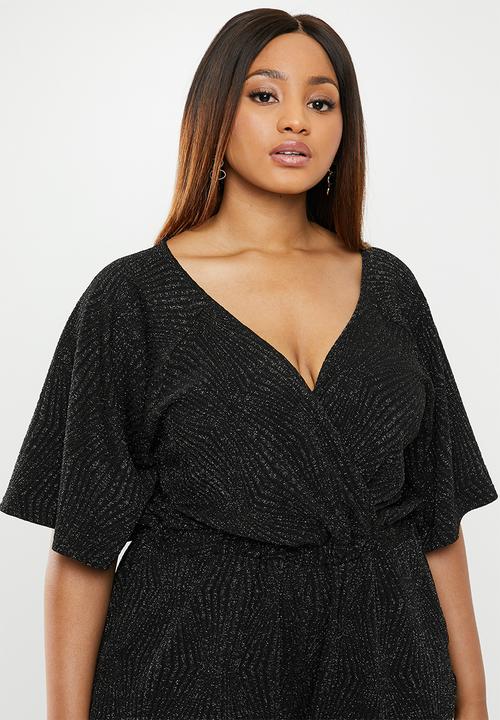 AMANDA LAIRD CHERRY - Crossover jumpsuit with flared sleeves - black