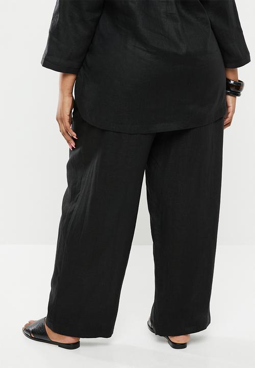 AMANDA LAIRD CHERRY - Plus size Nokuzola linen pants - black