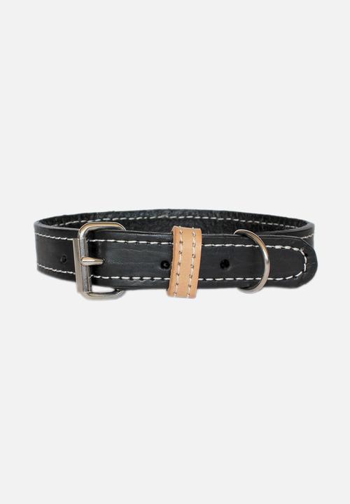 Benji & Moon - Leather dog collar - black/natural