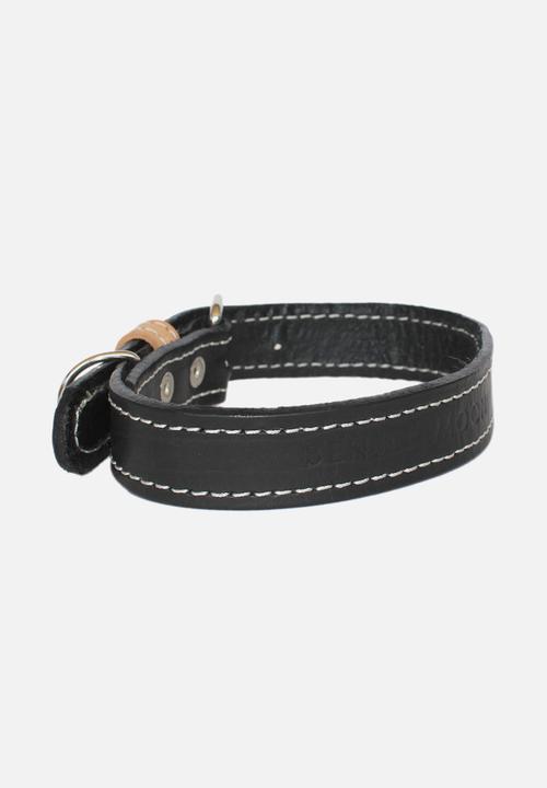 Benji & Moon - Leather dog collar - black/natural