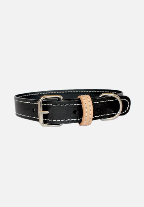 Benji & Moon - Leather dog collar - black/natural