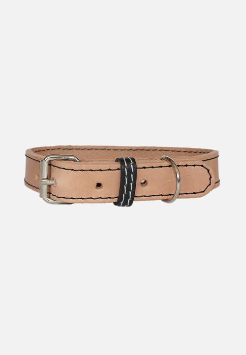 Benji & Moon - Leather dog collar - natural/black