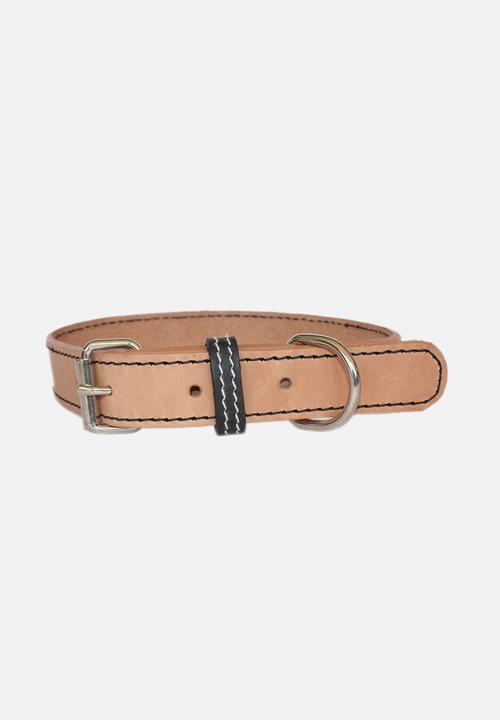 Benji & Moon - Leather dog collar - natural/black