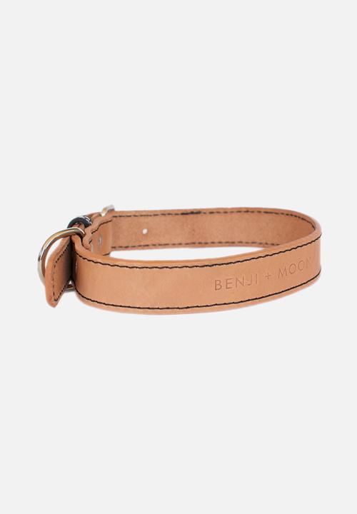 Benji & Moon - Leather dog collar - natural/black