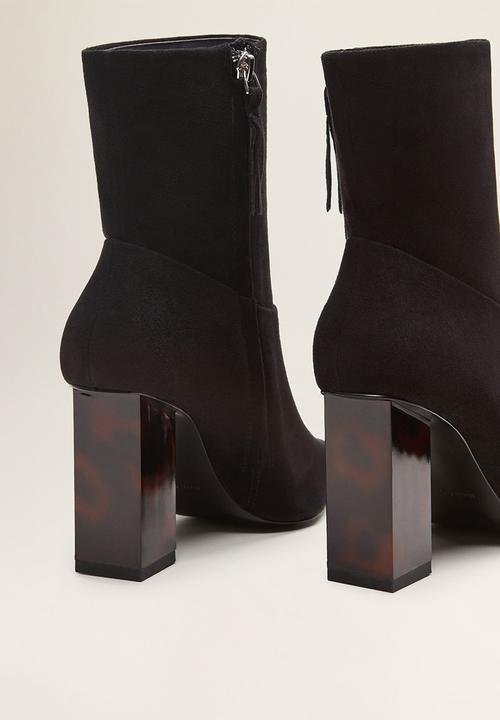 MANGO - Rombo suede ankle boot - black
