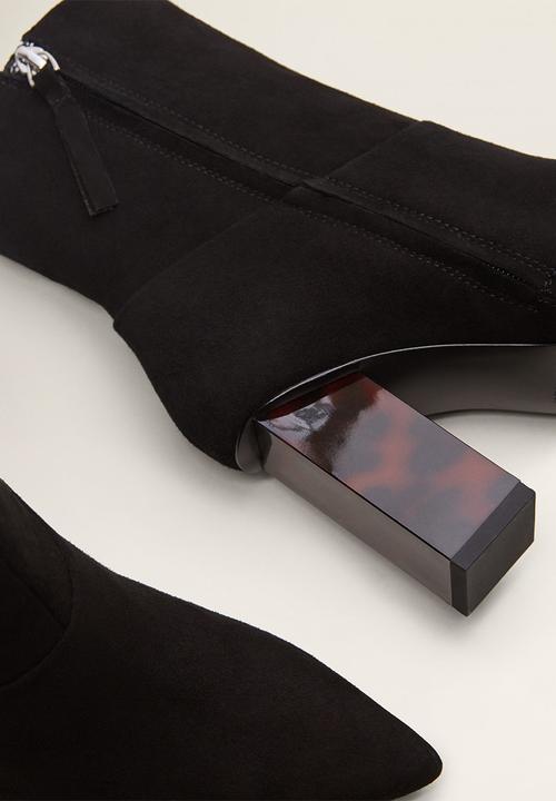 MANGO - Rombo suede ankle boot - black