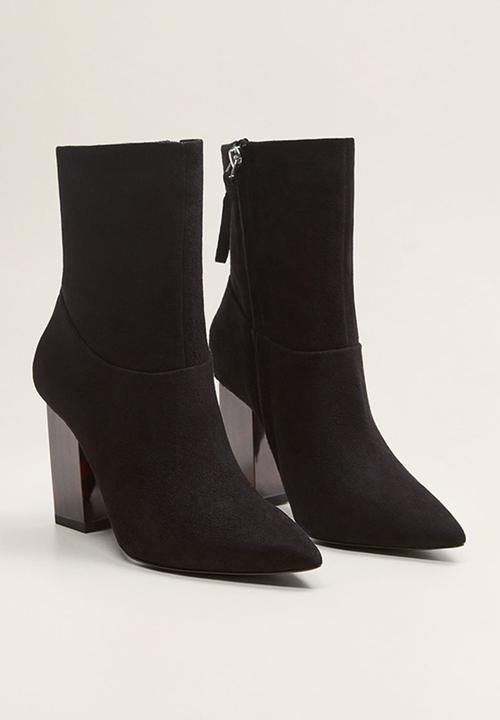 MANGO - Rombo suede ankle boot - black