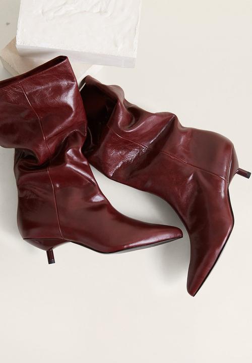MANGO - Sweet leather boot - burgundy 