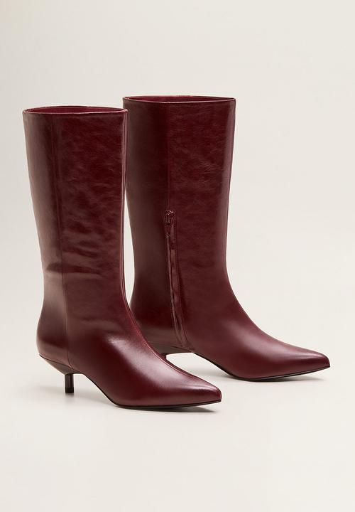 MANGO - Sweet leather boot - burgundy 