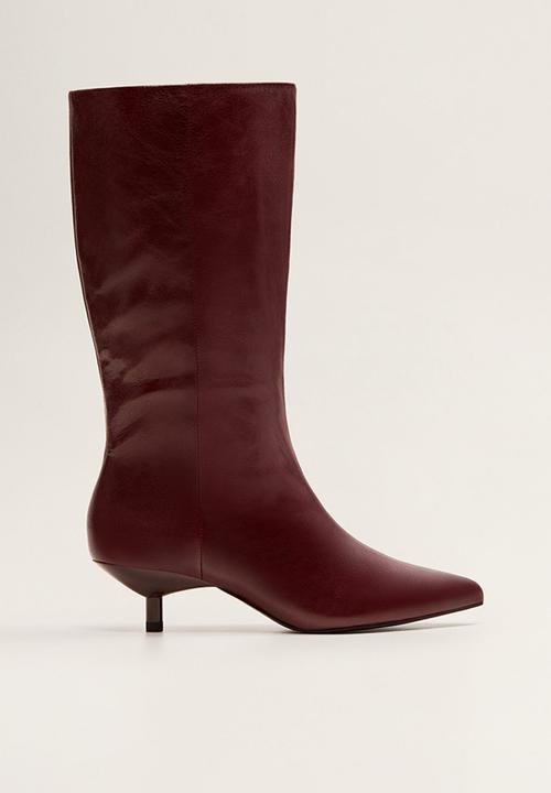 Sweet leather boot - dark red MANGO 