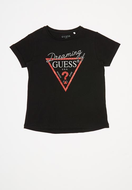 guess black logo tee