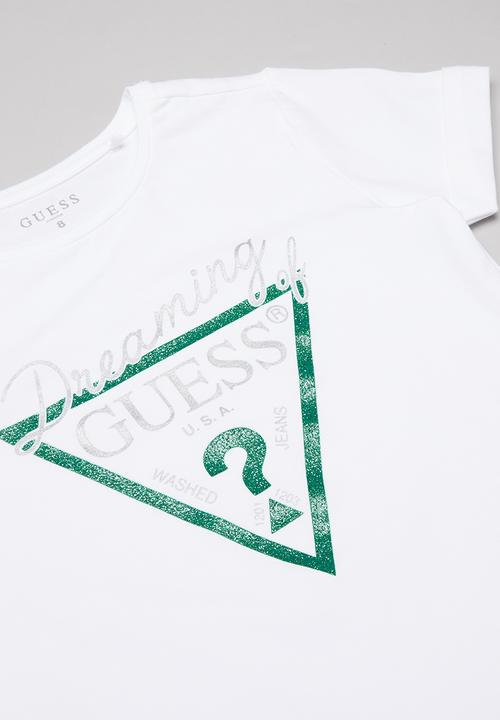 GUESS - Short sleeve guess tri tee - white & green