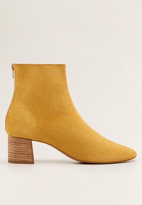 yellow suede ankle boots