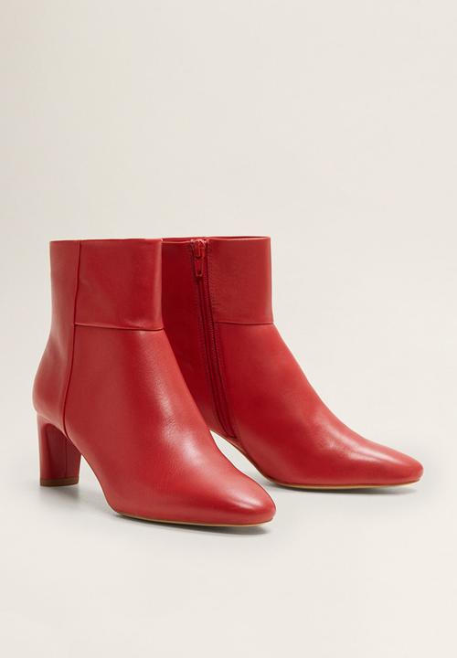 MANGO - Isabel leather ankle boot - red